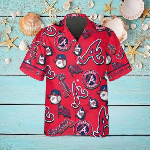 Pattern Logo Atlanta Braves Hawaiian Shirt, MLB Hawaiian Shirt