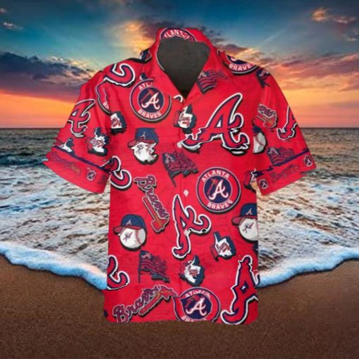 Pattern Logo Atlanta Braves Hawaiian Shirt, MLB Hawaiian Shirt