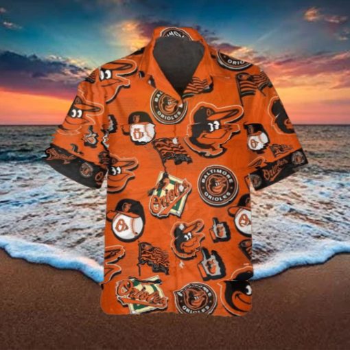 Pattern Logo Baltimore Orioles Hawaiian Shirt, MLB Hawaiian Shirt