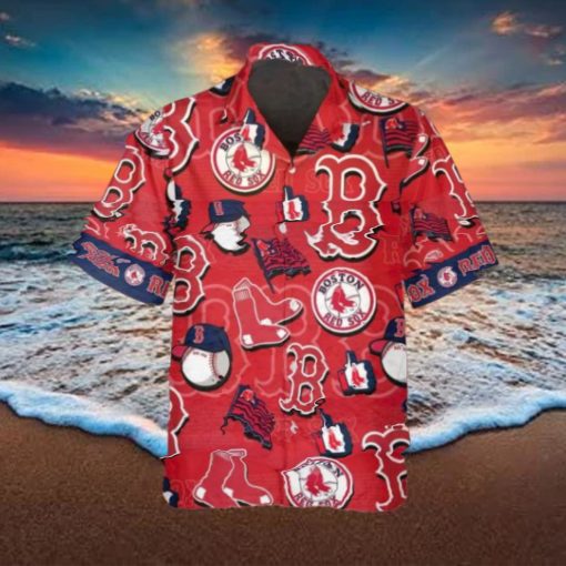 Pattern Logo Boston Red Sox Hawaiian Shirt, MLB Hawaiian Shirt