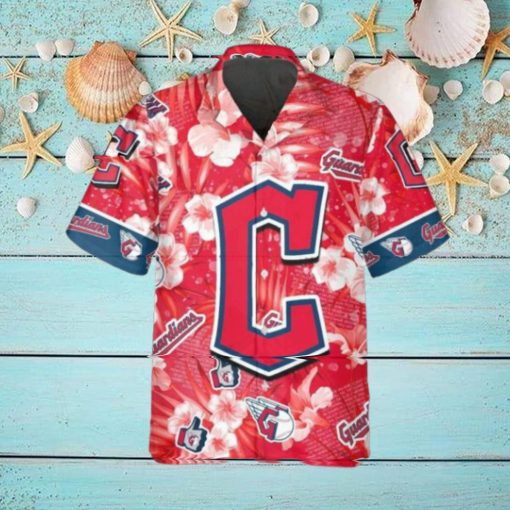 Pattern Logo Cleveland Guardians Hawaiian Shirt, Cleveland Guardians Aloha Shirt, MLB Hawaiian Shirt