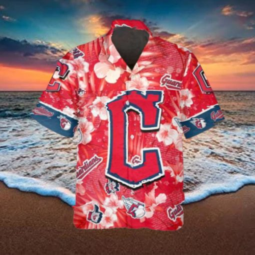 Pattern Logo Cleveland Guardians Hawaiian Shirt, Cleveland Guardians Aloha Shirt, MLB Hawaiian Shirt