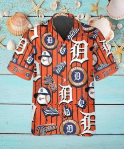 Pattern Logo Detroit Tigers Hawaiian Shirt, Detroit Tigers Aloha Shirt, MLB Hawaiian Shirt