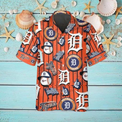 Pattern Logo Detroit Tigers Hawaiian Shirt, Detroit Tigers Aloha Shirt, MLB Hawaiian Shirt