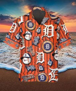 Pattern Logo Detroit Tigers Hawaiian Shirt, Detroit Tigers Aloha Shirt, MLB Hawaiian Shirt