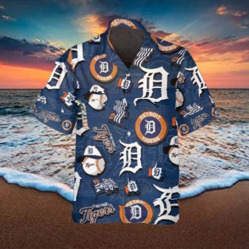 Pattern Logo Detroit Tigers Hawaiian Shirt, MLB Hawaiian Shirt