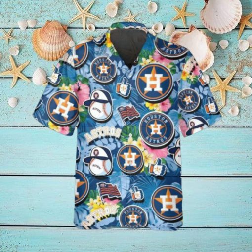 Pattern Logo Houston Astros Hawaiian Shirt, Houston Astros Aloha Shirt, MLB Hawaiian Shirt