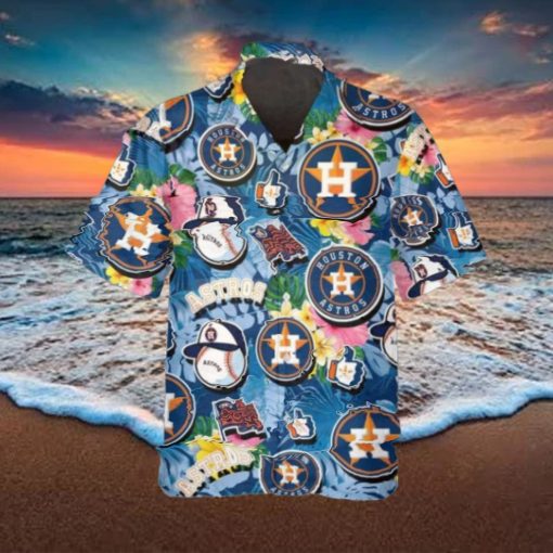 Pattern Logo Houston Astros Hawaiian Shirt, Houston Astros Aloha Shirt, MLB Hawaiian Shirt