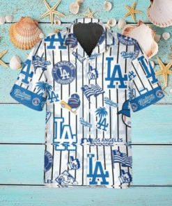 Pattern Logo Los Angeles Dodgers Hawaiian Shirt, Dodgers Aloha Shirt, MLB Hawaiian Shirt