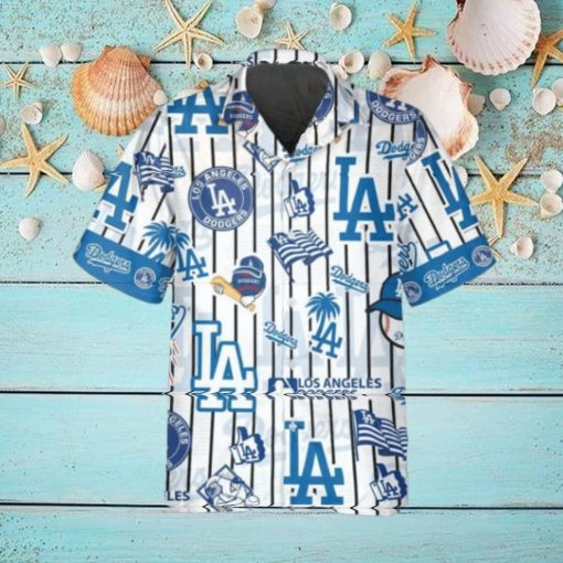 Pattern Logo Los Angeles Dodgers Hawaiian Shirt, Dodgers Aloha Shirt, MLB Hawaiian Shirt