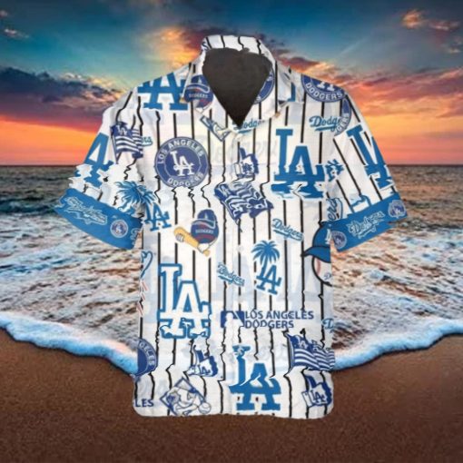 Pattern Logo Los Angeles Dodgers Hawaiian Shirt, Dodgers Aloha Shirt, MLB Hawaiian Shirt