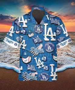 Pattern Logo Los Angeles Dodgers Hawaiian Shirt, MLB Hawaiian Shirt