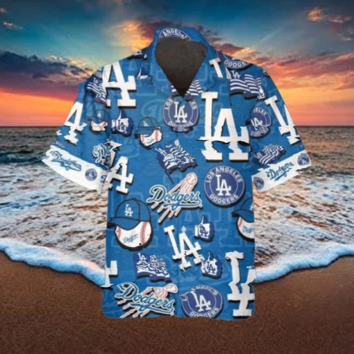 Pattern Logo Los Angeles Dodgers Hawaiian Shirt, MLB Hawaiian Shirt