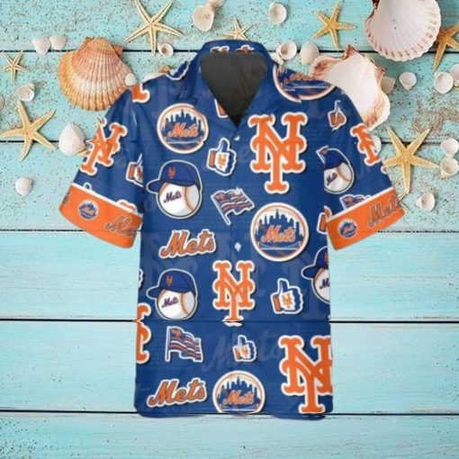 Pattern Logo New York Mets Hawaiian Shirt, MLB Hawaiian Shirt