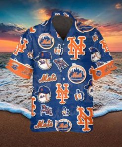 Pattern Logo New York Mets Hawaiian Shirt, MLB Hawaiian Shirt