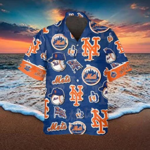 Pattern Logo New York Mets Hawaiian Shirt, MLB Hawaiian Shirt