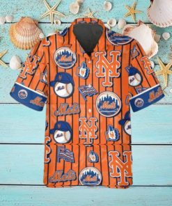 Pattern Logo New York Mets Hawaiian Shirt, New York Mets Aloha Shirt, MLB Hawaiian Shirt