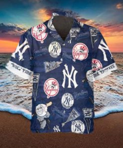 Pattern Logo New York Yankees Hawaiian Shirt, MLB Hawaiian Shirt