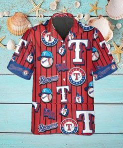 Pattern Logo Texas Rangers Hawaiian Shirt, Texas Rangers Aloha Shirt, MLB Hawaiian Shirt