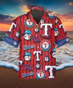 Pattern Logo Texas Rangers Hawaiian Shirt, Texas Rangers Aloha Shirt, MLB Hawaiian Shirt