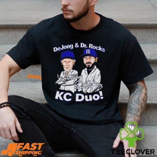Paul DeJong and Dr. Rocks Kansas City Cartoon Signatures shirt