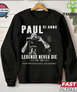 Paul Di’Anno Legends Never Die 1958 2024 Thank You For The Music And Memories T Shirt