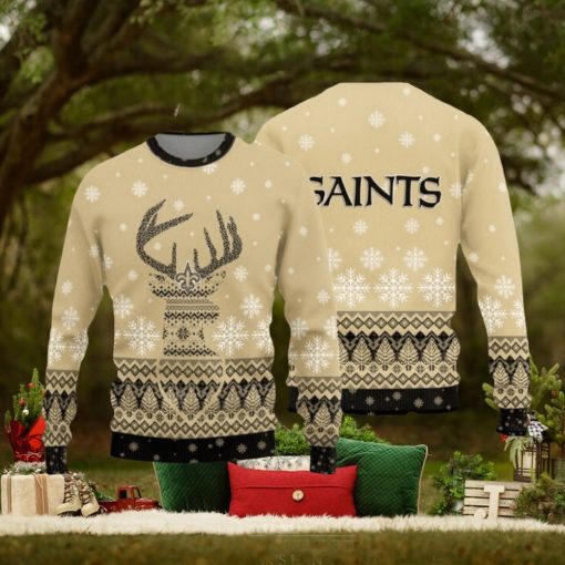 New Orleans Saints Christmas Reindeer Ugly Christmas Sweater Hat AOP Gift For Fans