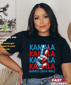 Peace Kamala Harris Tim Walz 2024 US flag shirt