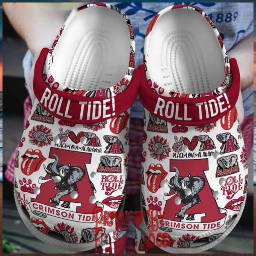 Peace Love ALabama Crimson Roll Tide Crocs