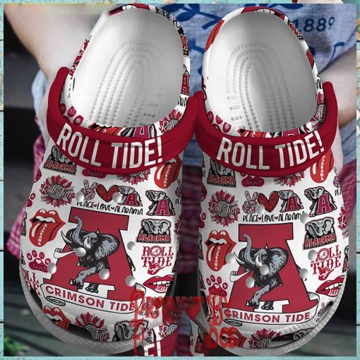 Peace Love ALabama Crimson Roll Tide Crocs