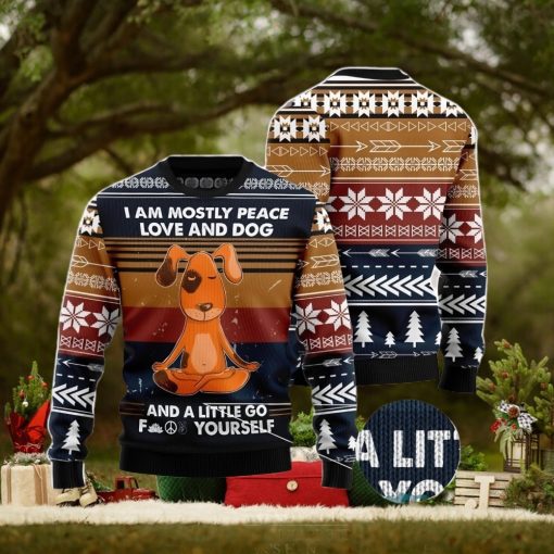 Peace Love And Dog All Over Printed 3D Ugly Christmas Sweater Christmas Gift For Men And Women