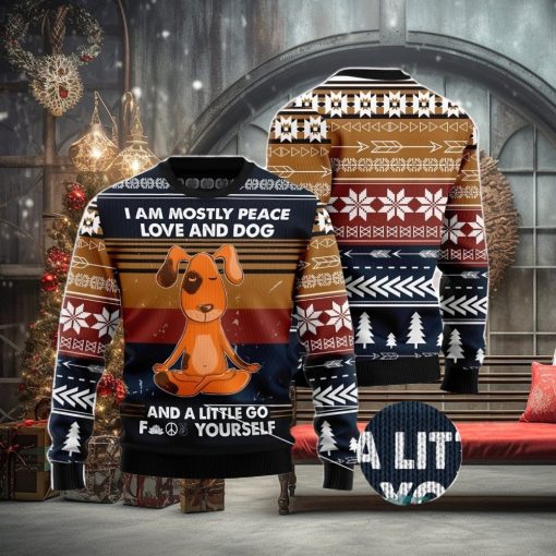 Peace Love And Dog All Over Printed 3D Ugly Christmas Sweater Christmas Gift For Men And Women