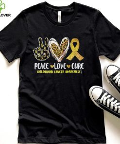 Peace Love Cure Childhood Cancer Awareness Leopart Heart T Shirt