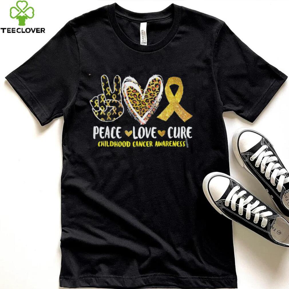 Peace Love Cure Childhood Cancer Awareness Leopart Heart T Shirt Peace Love Cure Childhood Cancer Awareness Leopart Heart T Shirt