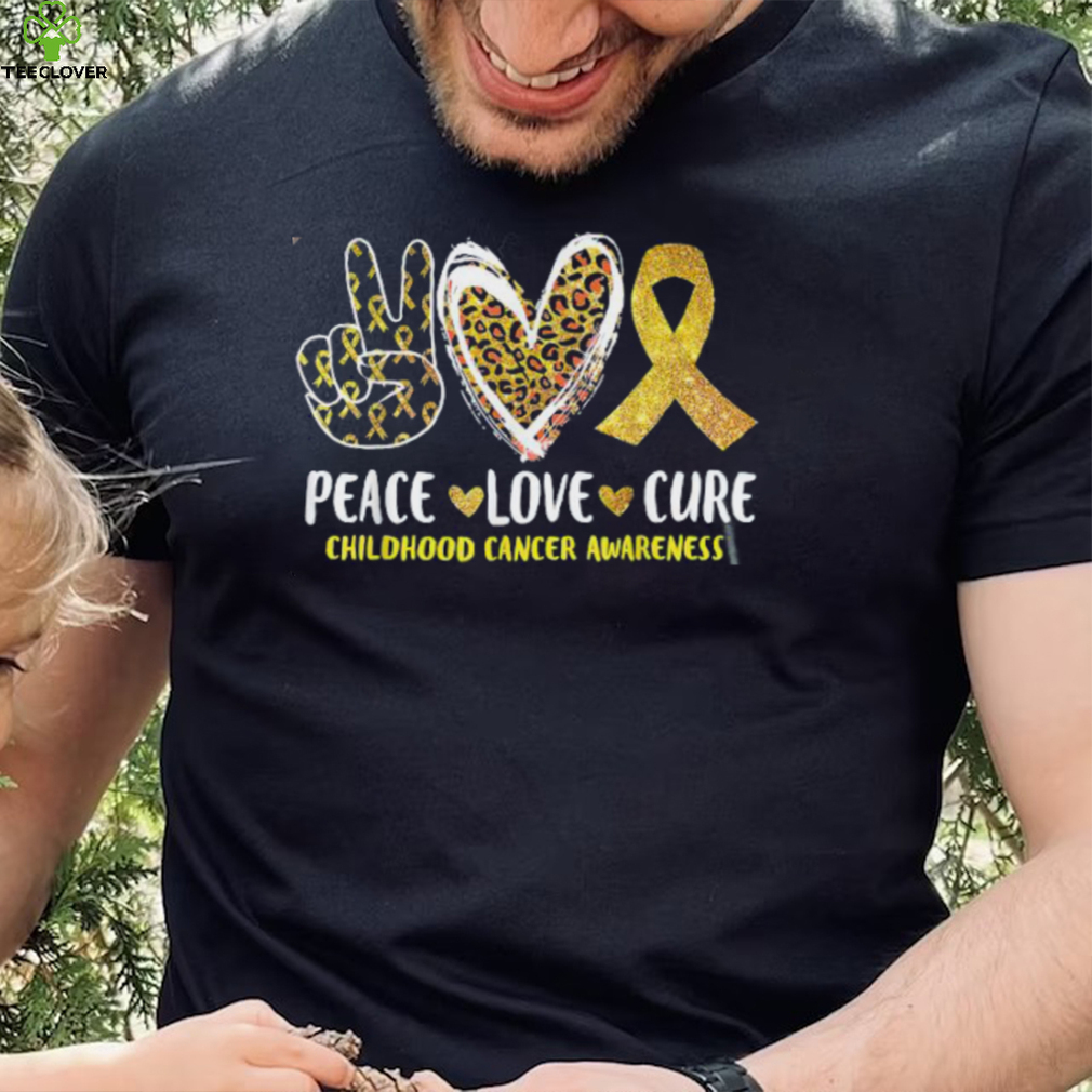 Peace Love Cure Childhood Cancer Awareness Leopart Heart T Shirt Peace Love Cure Childhood Cancer Awareness Leopart Heart T Shirt