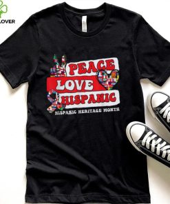Peace Love Hispanic Heritage Shirt Ribbon Heart Countries Flags