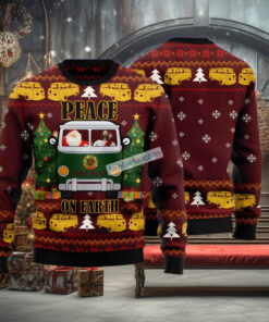 Peace On Earth Jesus And Santa Claus Red Womens Ugly Christmas Sweater
