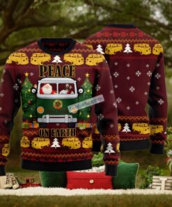 Peace On Earth Jesus And Santa Claus Red Womens Ugly Christmas Sweater