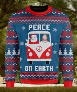 Peace On Earth Santa Claus And Jesus In The Car Ugly Sweater Party