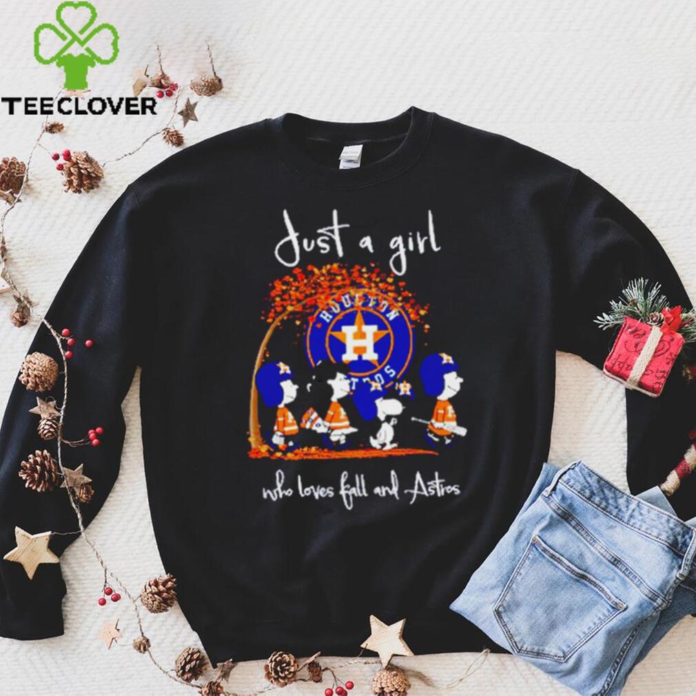 Peanuts Cartoon Just A Girl Who Loves Fall And Astros Shirt Peanuts Cartoon Just A Girl Who Loves Fall And Astros Shirt