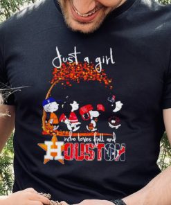 Peanuts Cartoon Just A Girl Who Loves Fall And Houston Astros Texas And Rockets Shirt