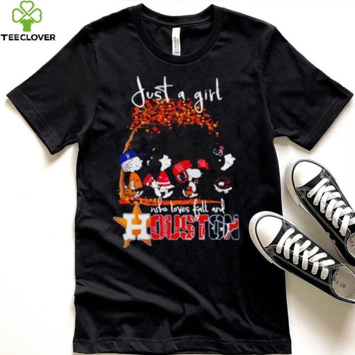 Peanuts Cartoon Just A Girl Who Loves Fall And Houston Astros Texas And Rockets Shirt