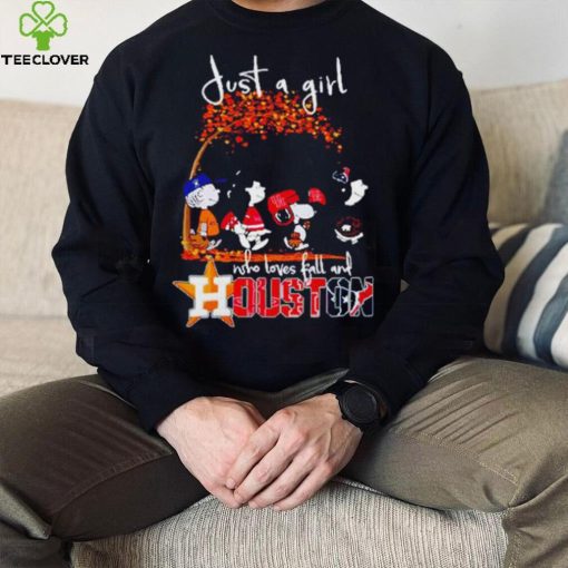 Peanuts Cartoon Just A Girl Who Loves Fall And Houston Astros Texas And Rockets Shirt