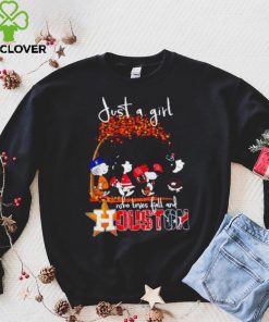 Peanuts Cartoon Just A Girl Who Loves Fall And Houston Astros Texas And Rockets Shirt
