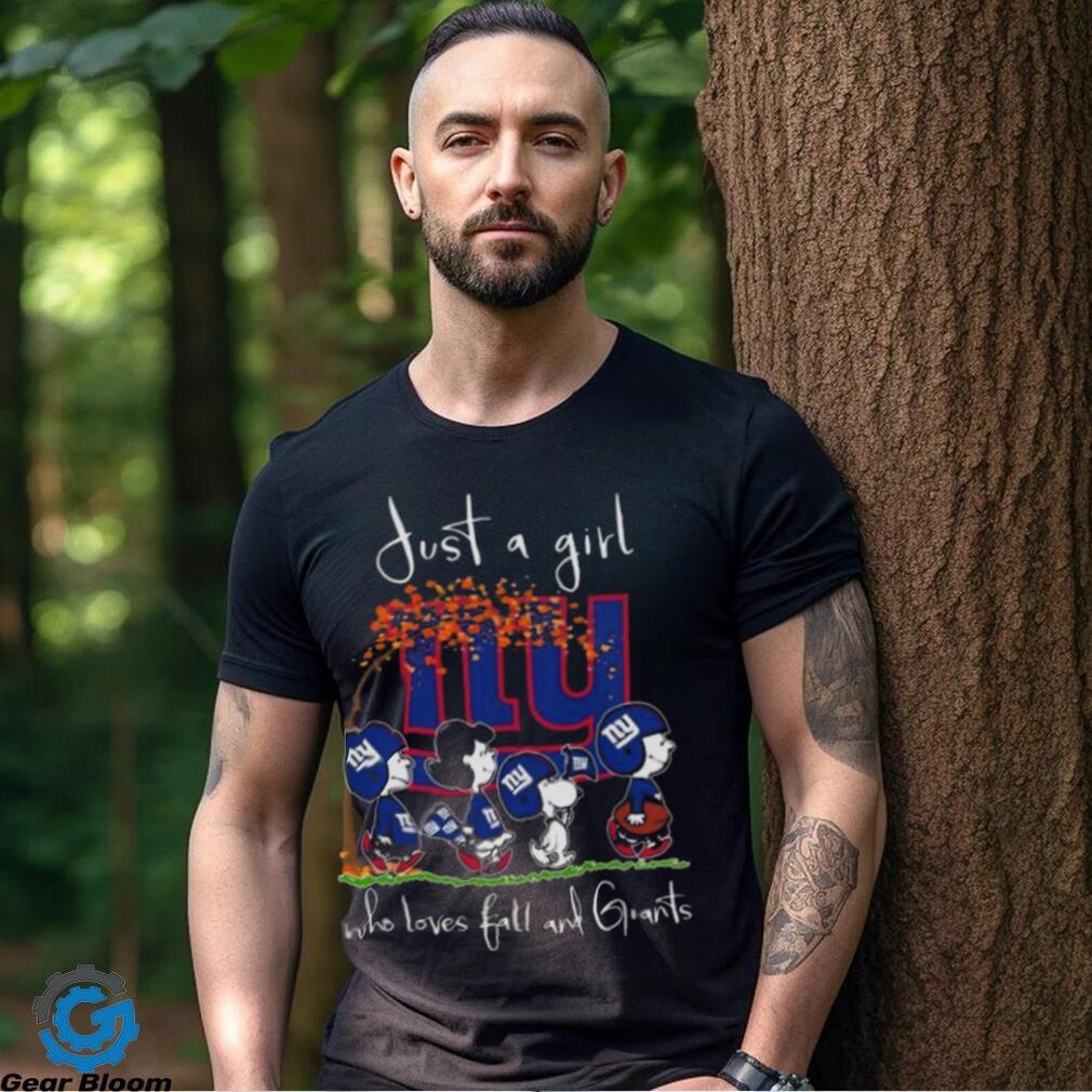 Peanuts Character Just A Girl Who Loves Fall And New York Giants 2023 Shirt Peanuts Character Just A Girl Who Loves Fall And New York Giants 2023 Shirt