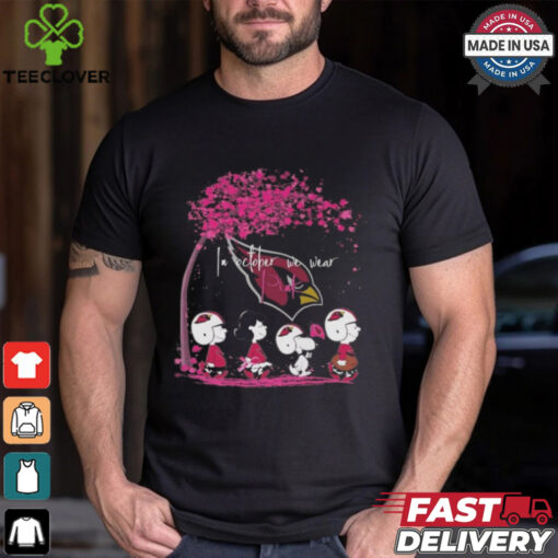 Peanuts Characters Arizona Cardinals In October We Wear Pink 2024 Shirt