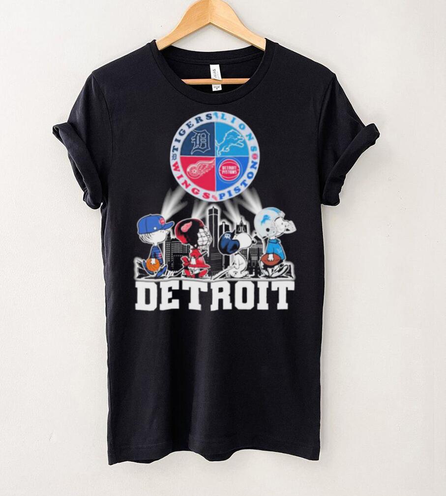 Peanuts Characters Detroit Sports Teams City Walking Shirt Peanuts Characters Detroit Sports Teams City Walking Shirt