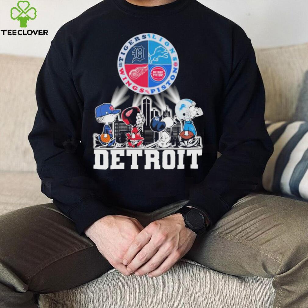 Peanuts Characters Detroit Sports Teams City Walking Shirt Peanuts Characters Detroit Sports Teams City Walking Shirt
