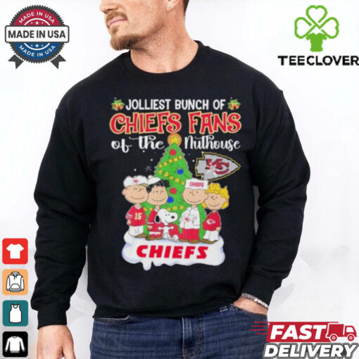 Peanuts Characters Jolliest Bunch Of Kc Chiefs Fans Of The Nuthouse Christmas Shirt