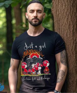 Peanuts Characters Just A Girl Who Loves Fall And Ohio State Buckeyes Shirt 1 Peanuts Characters Just A Girl Who Loves Fall And Ohio State Buckeyes Shirt
